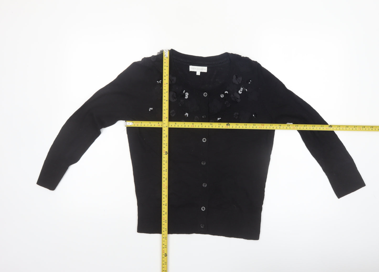 Rocha John Rocha Women’s Black Beaded Sequin Cardigan Size 10
