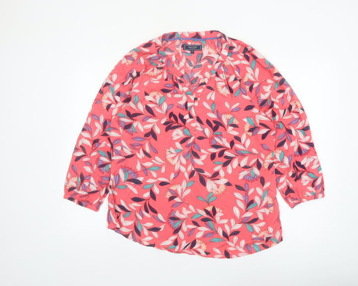 Maine New England Women's Pink Floral Viscose Tunic Blouse Size 16