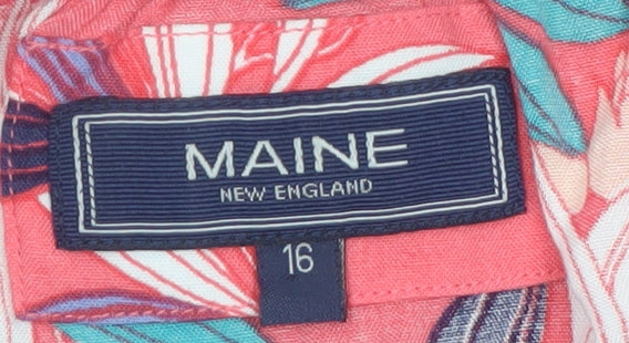 Maine New England Women's Pink Floral Viscose Tunic Blouse Size 16