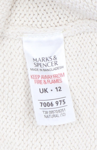 Marks and Spencer Women’s Beige Collared Cardigan UK 12 Knit