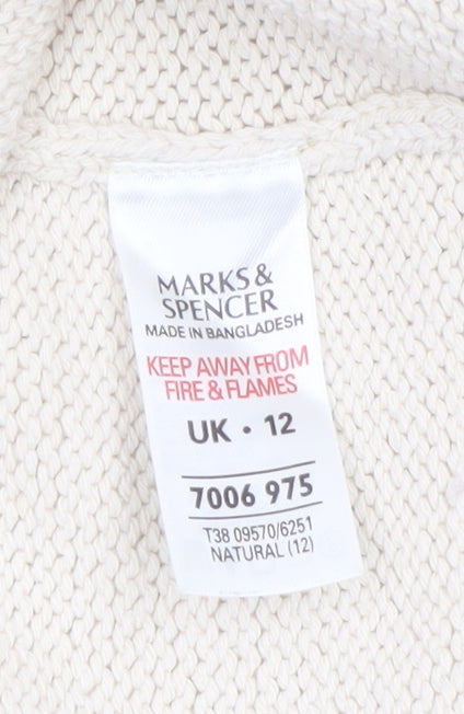 Marks and Spencer Women’s Beige Collared Cardigan UK 12 Knit