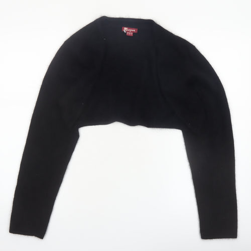 Monsoon Women Black Angora Knit Shrug Size 18 Long Sleeve