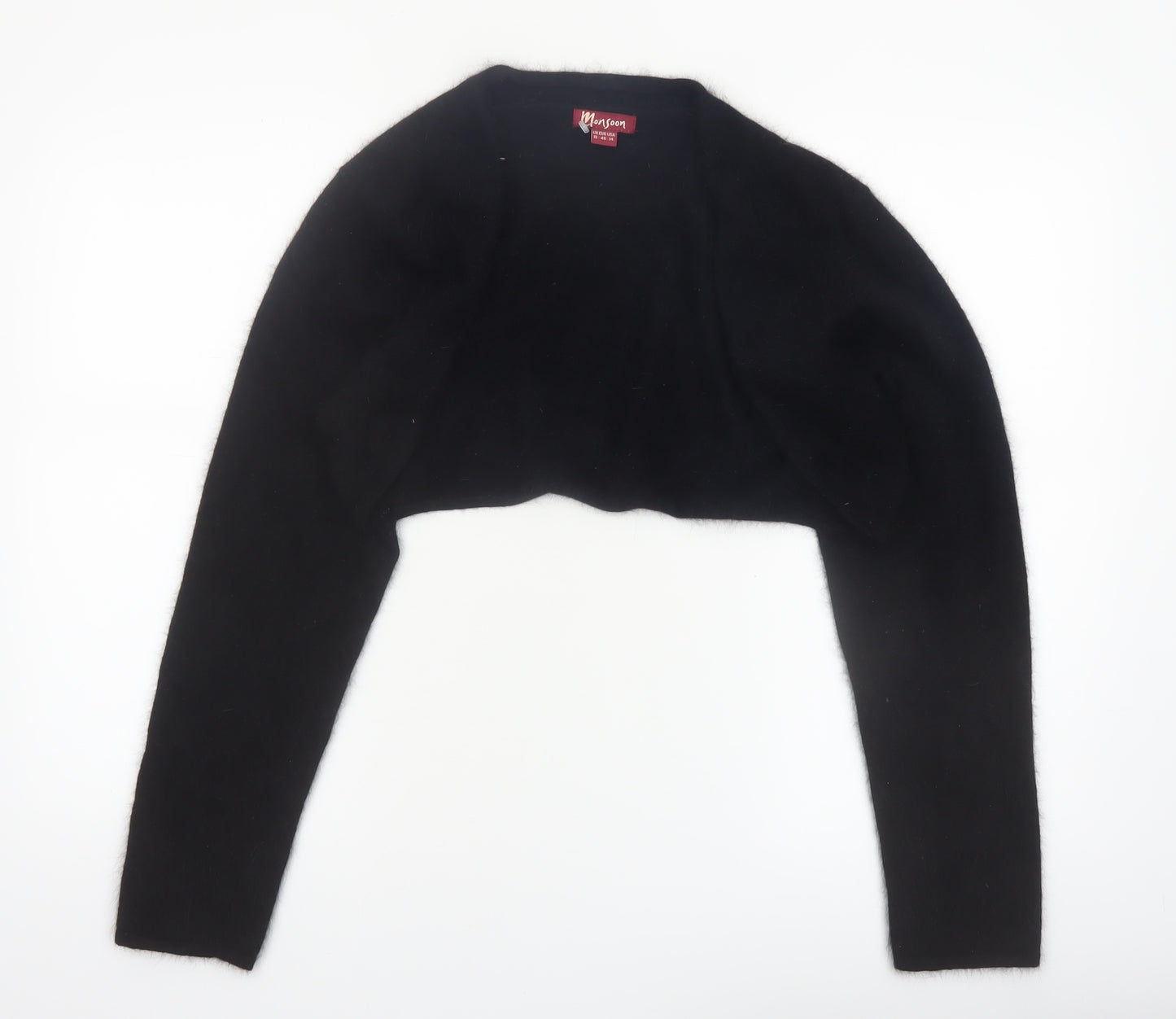 Monsoon Women Black Angora Knit Shrug Size 18 Long Sleeve