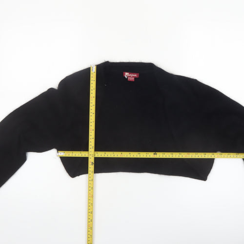 Monsoon Women Black Angora Knit Shrug Size 18 Long Sleeve