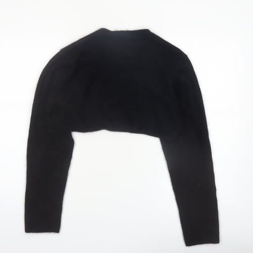Monsoon Women Black Angora Knit Shrug Size 18 Long Sleeve