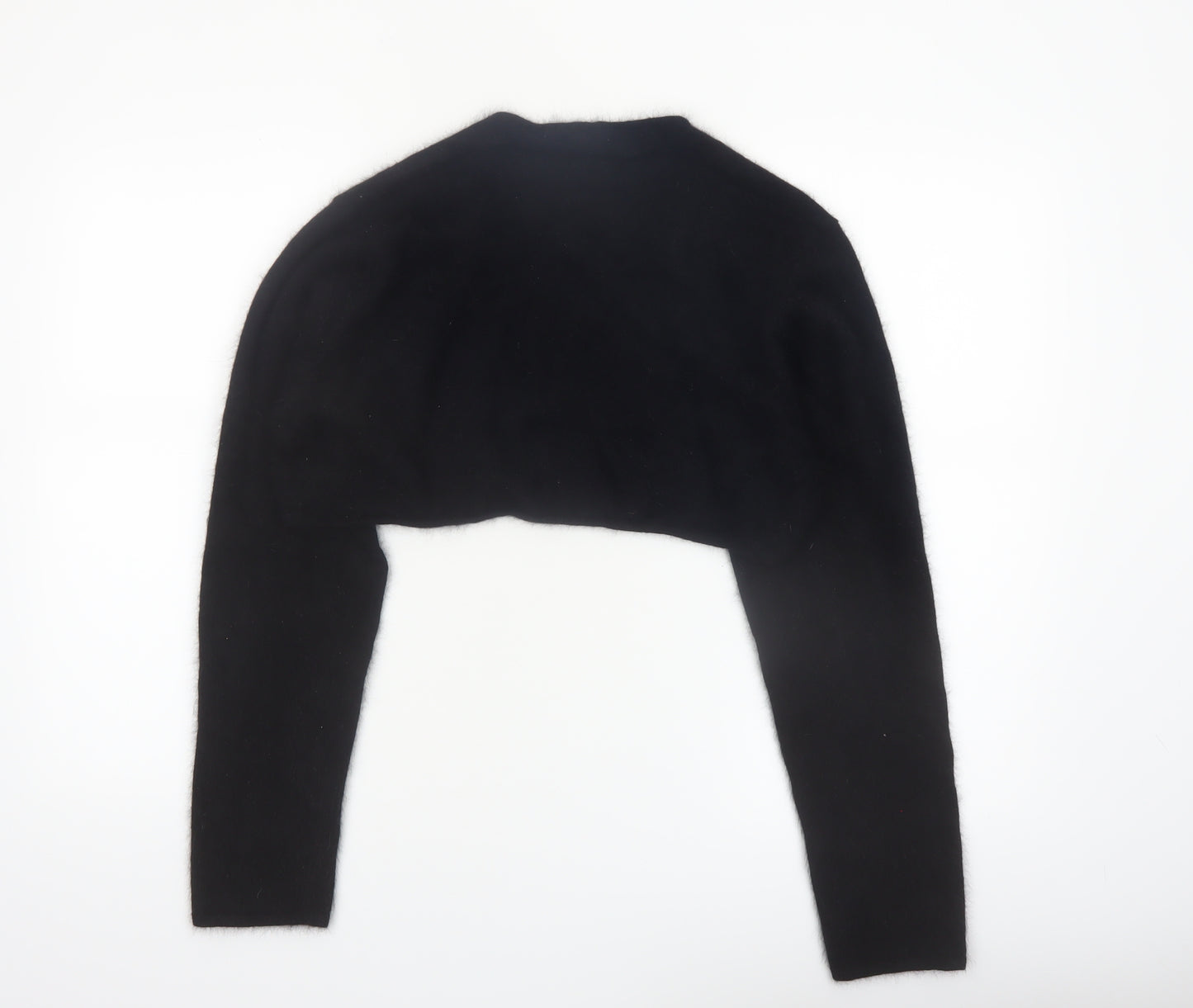 Monsoon Women Black Angora Knit Shrug Size 18 Long Sleeve