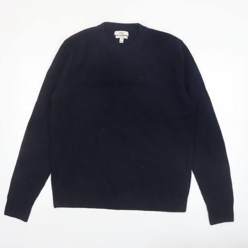 Marks and Spencer Men's Blue Wool Blend Crew Neck Jumper Size M