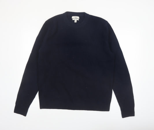 Marks and Spencer Men's Blue Wool Blend Crew Neck Jumper Size M