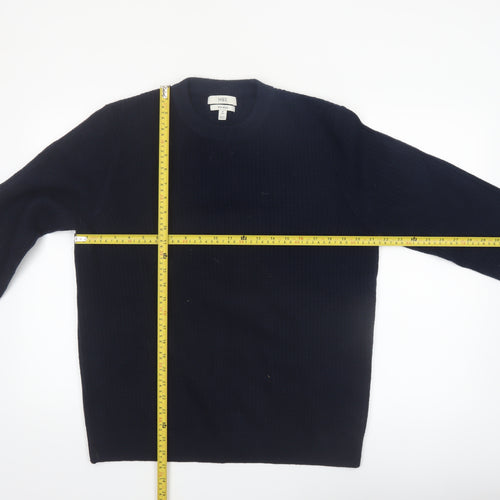 Marks and Spencer Men's Blue Wool Blend Crew Neck Jumper Size M