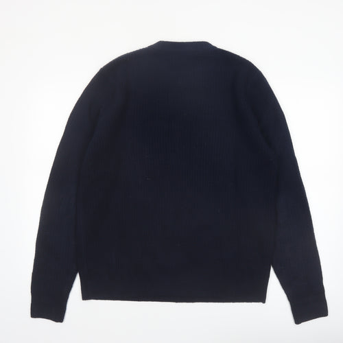 Marks and Spencer Men's Blue Wool Blend Crew Neck Jumper Size M