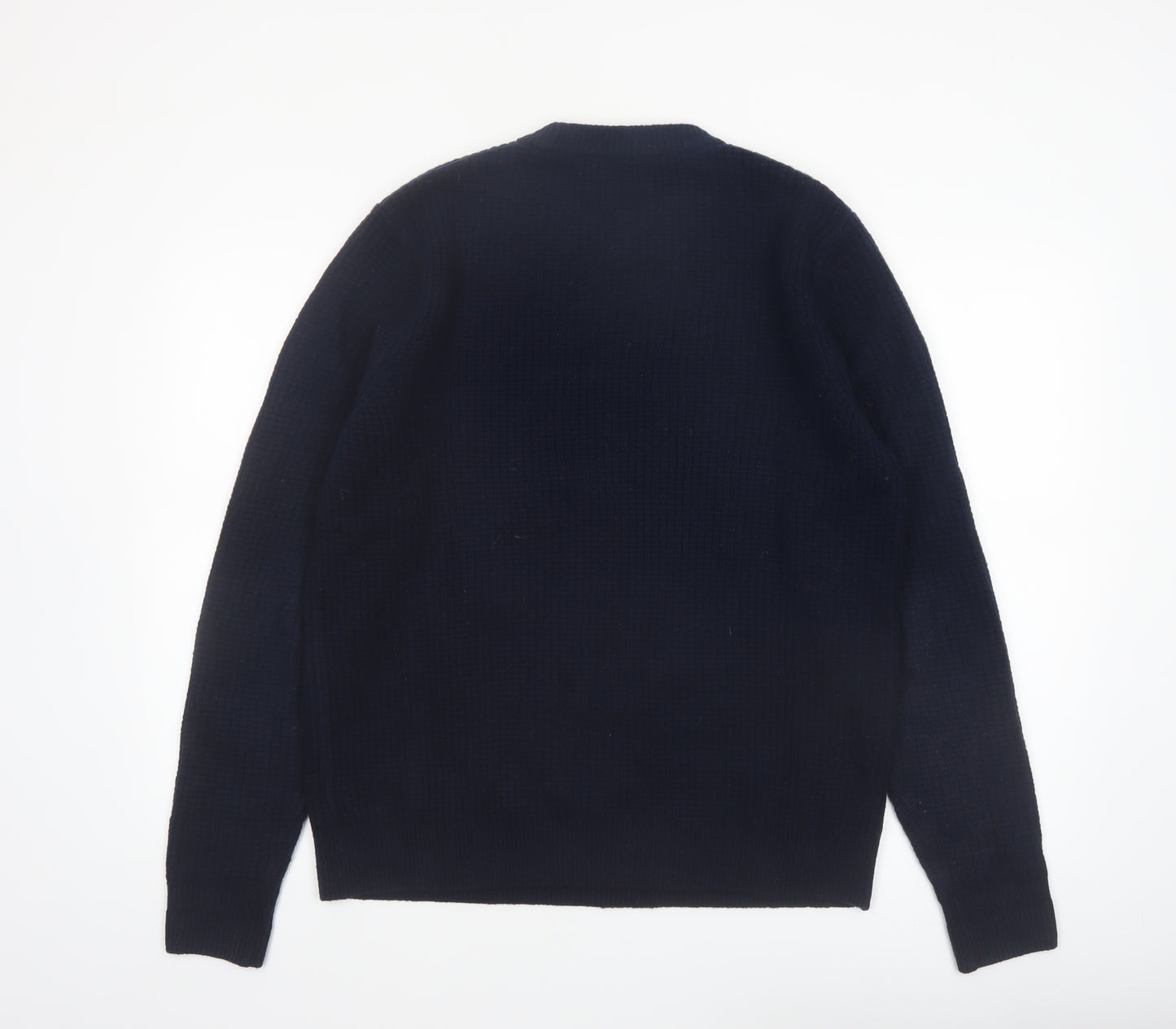Marks and Spencer Men's Blue Wool Blend Crew Neck Jumper Size M