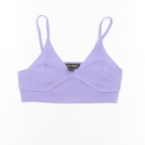 QED London Women's Purple Ribbed Knit Camisole Tank Top S