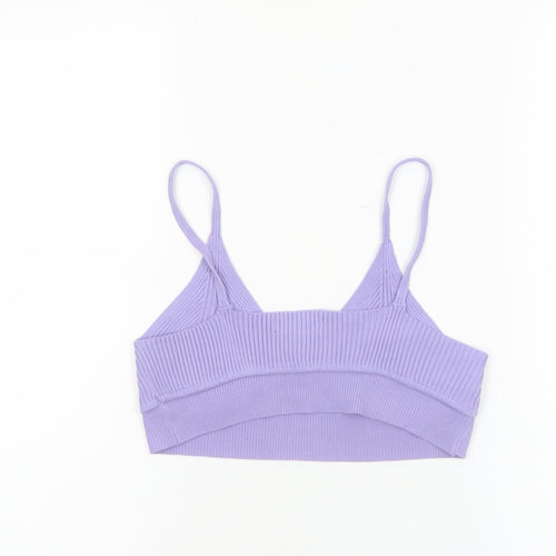 QED London Women's Purple Ribbed Knit Camisole Tank Top S
