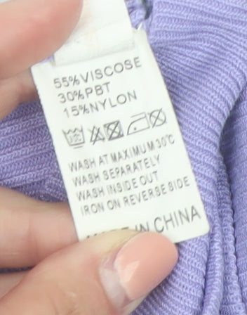 QED London Women's Purple Ribbed Knit Camisole Tank Top S