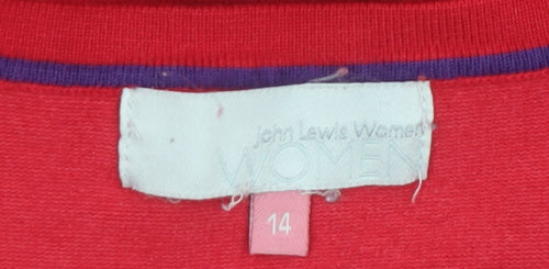 John Lewis Women Red Cotton Long Sleeve Jumper Size 14