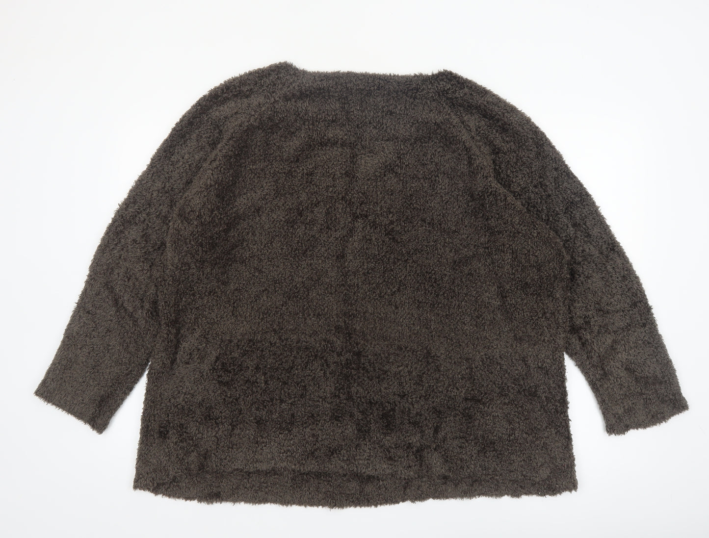 Evans Women Brown V-Neck Fuzzy Acrylic Jumper Size 22/24