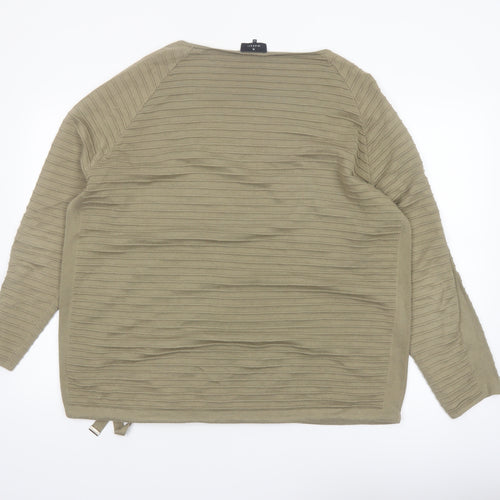 Monari Women’s Beige Ribbed Cotton Jumper Size 16 Boat Neck