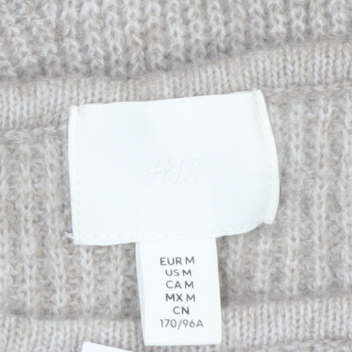 H&M Women Beige Rib-Knit Long Sleeve Pullover Jumper Size 12