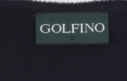 Golfino Womens Black Argyle Knit Cotton V-Neck Sleeveless Vest Size 16