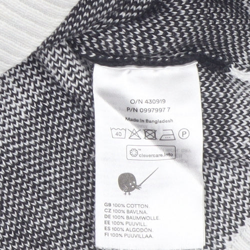 Monki Women Black White Striped Cotton Crew Neck Jumper Size M