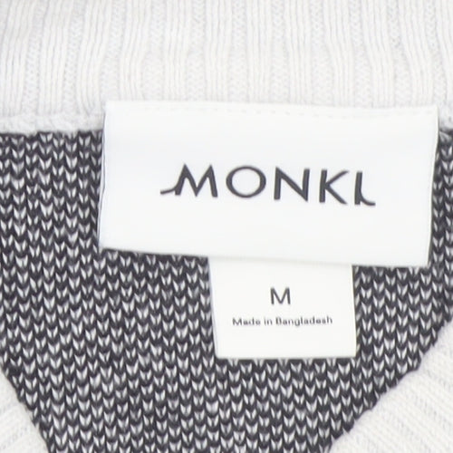Monki Women Black White Striped Cotton Crew Neck Jumper Size M