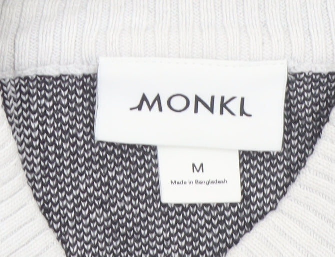 Monki Women Black White Striped Cotton Crew Neck Jumper Size M