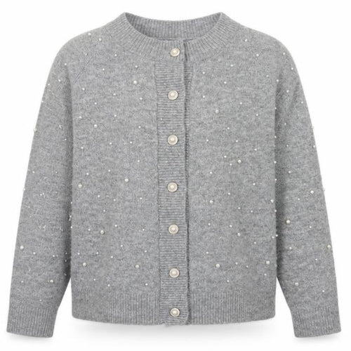 Nutmeg Women's Grey Beaded Button Cardigan Size 8