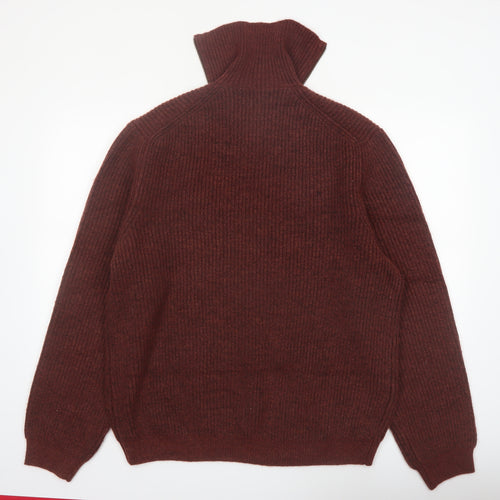 Marks and Spencer Men’s Brown Wool Blend 1/2 Zip Jumper XL
