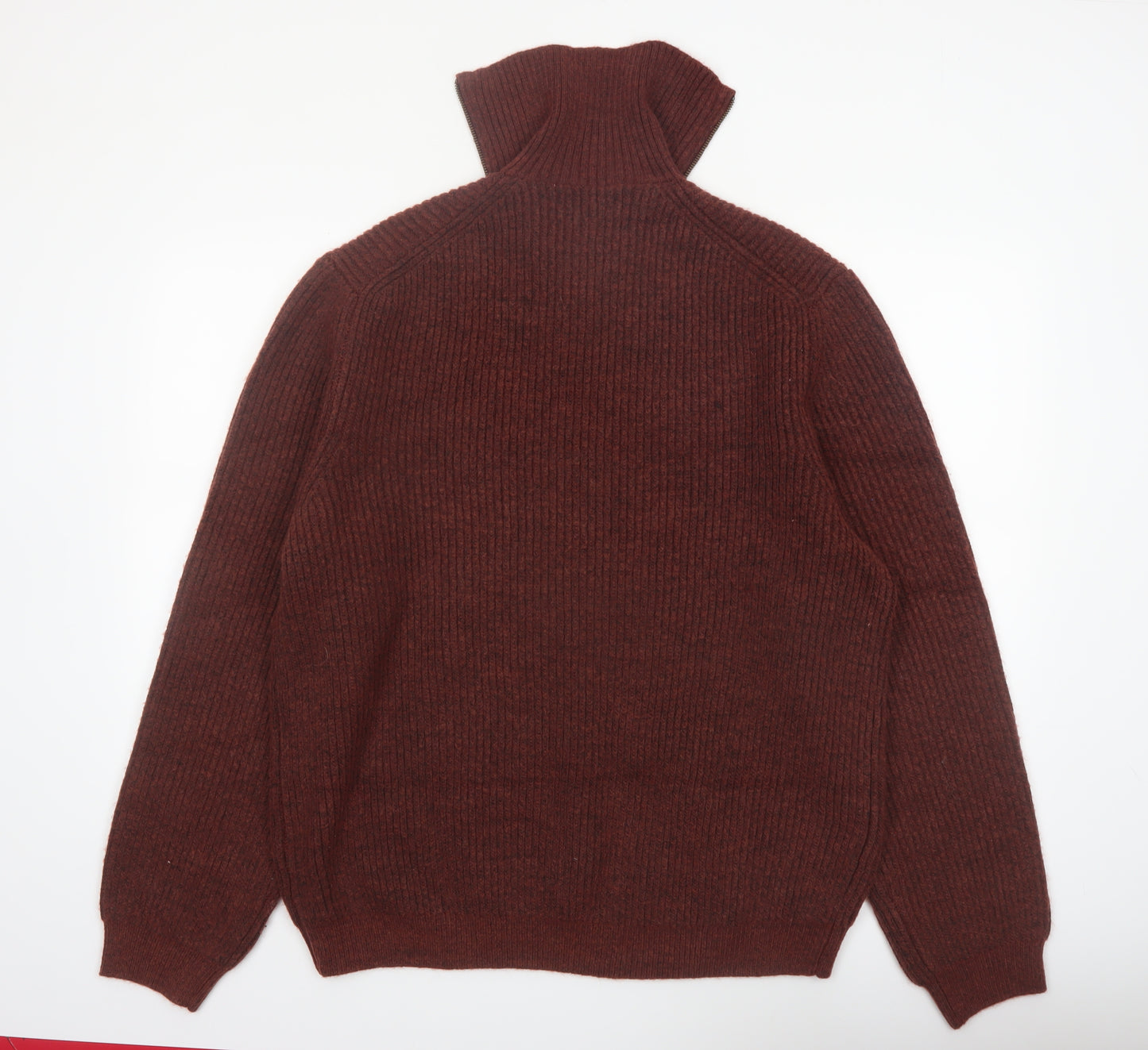 Marks and Spencer Men’s Brown Wool Blend 1/2 Zip Jumper XL