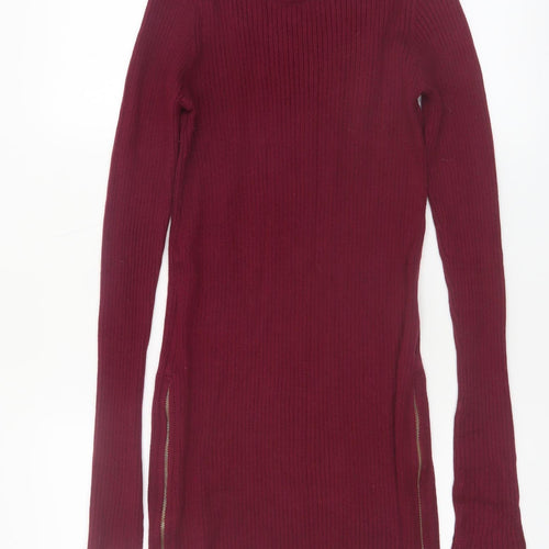 V by Very Women’s Red Knit Long Sleeve Bodycon Mini Dress UK 10
