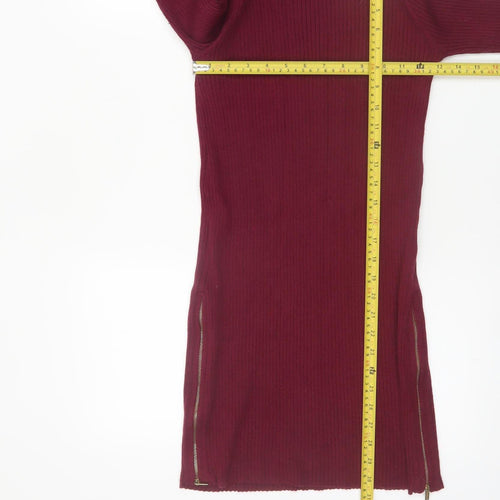 V by Very Women’s Red Knit Long Sleeve Bodycon Mini Dress UK 10