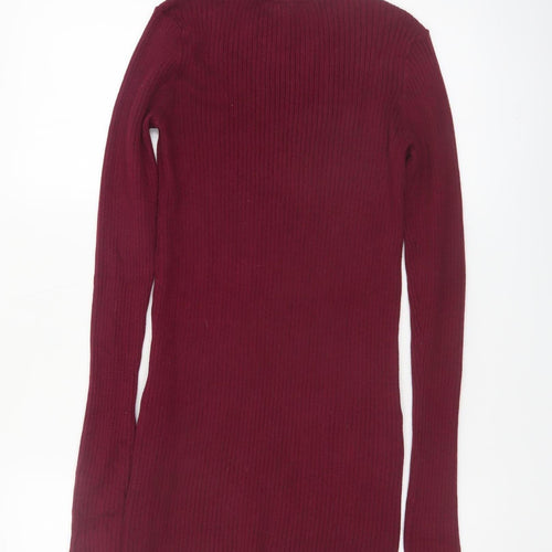 V by Very Women’s Red Knit Long Sleeve Bodycon Mini Dress UK 10