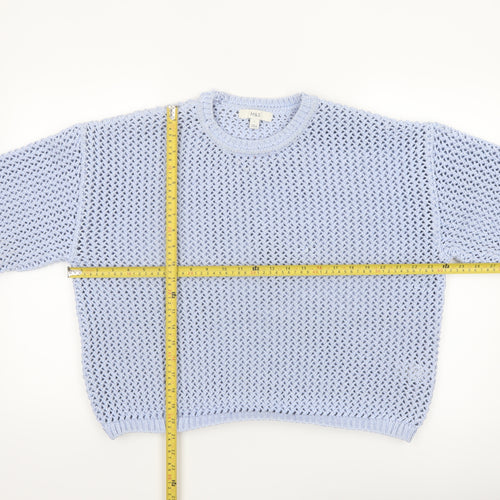 Marks and Spencer Womens Blue Open-Knit Polyester Pullover Jumper L