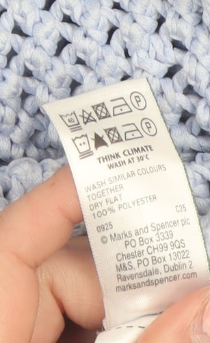Marks and Spencer Womens Blue Open-Knit Polyester Pullover Jumper L