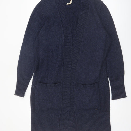 White Stuff Women's Blue Longline Cardigan UK 16 Lambswool Blend