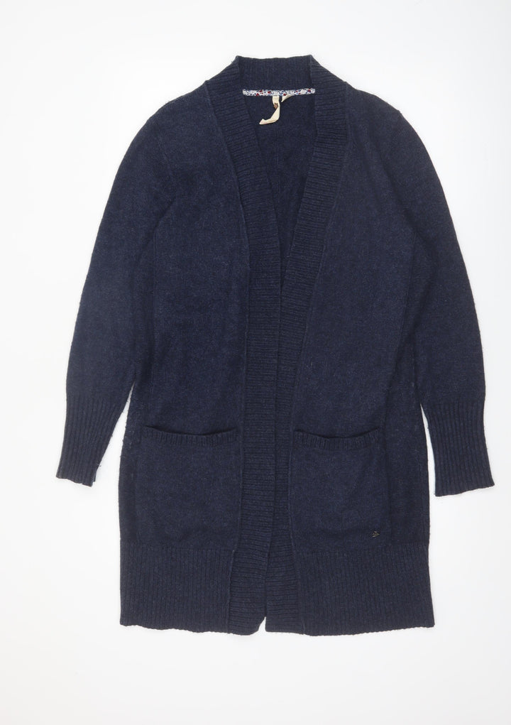 White Stuff Women's Blue Longline Cardigan UK 16 Lambswool Blend
