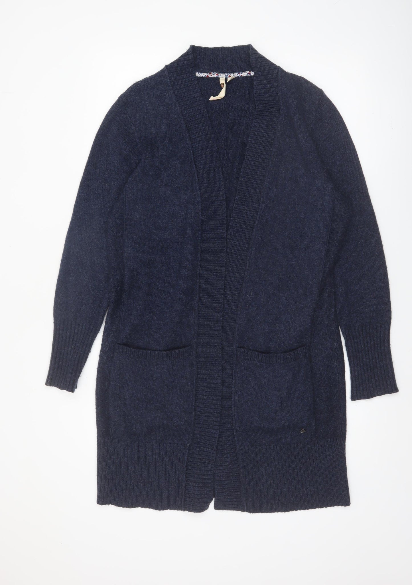 White Stuff Women's Blue Longline Cardigan UK 16 Lambswool Blend