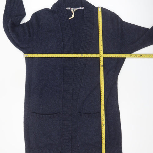 White Stuff Women's Blue Longline Cardigan UK 16 Lambswool Blend