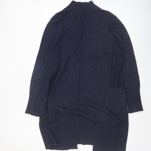 White Stuff Women's Blue Longline Cardigan UK 16 Lambswool Blend