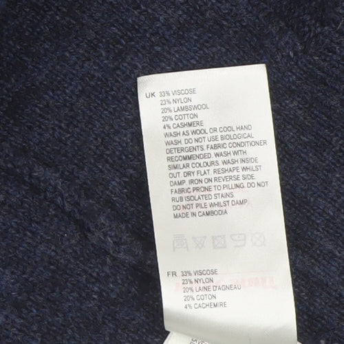 White Stuff Women's Blue Longline Cardigan UK 16 Lambswool Blend