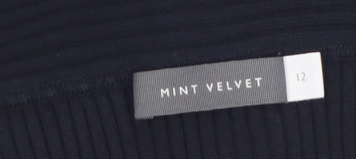 Mint Velvet Women’s Black Size 12 Off Shoulder Rib Knit Jumper