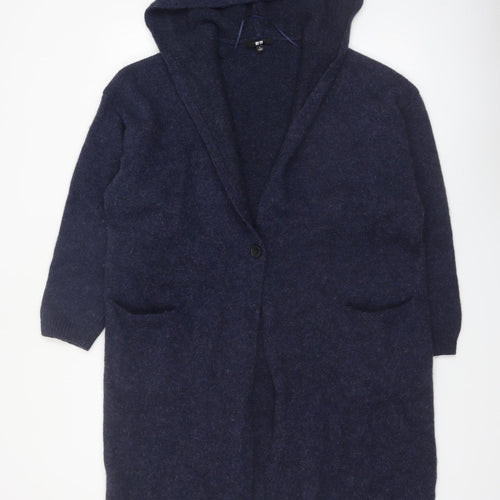 Uniqlo Women’s Blue Wool Blend Hooded Long Cardigan Size L