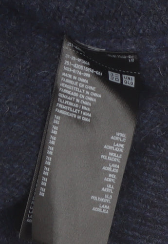 Uniqlo Women’s Blue Wool Blend Hooded Long Cardigan Size L