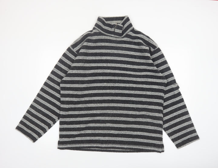 Hope & Glory Women’s Grey Striped Wool Blend Pullover Jumper Size 10