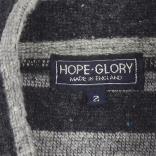 Hope & Glory Women’s Grey Striped Wool Blend Pullover Jumper Size 10