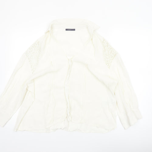 Marks and Spencer Women Ivory Lace Shoulder Long Sleeve Viscose Blouse Size 16