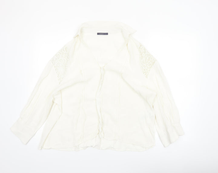 Marks and Spencer Women Ivory Lace Shoulder Long Sleeve Viscose Blouse Size 16