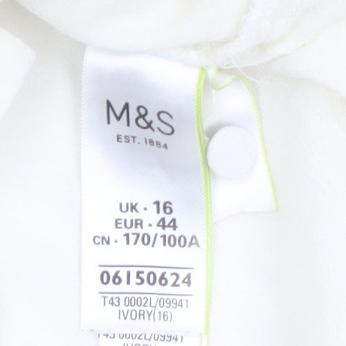 Marks and Spencer Women Ivory Lace Shoulder Long Sleeve Viscose Blouse Size 16