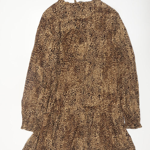 Marks and Spencer Women Brown Leopard Print Shift Dress Size 16 Tall