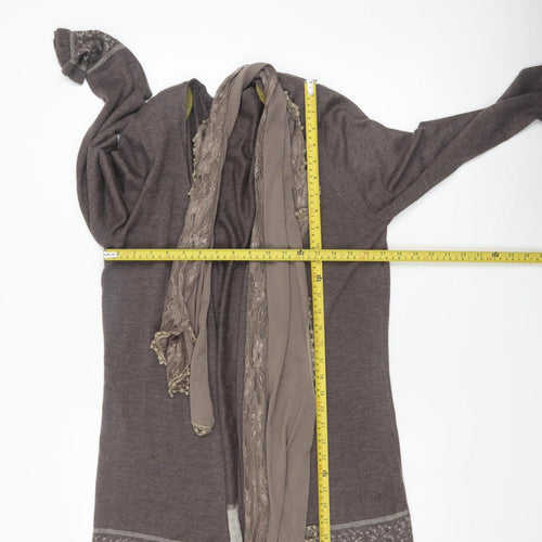 Marks and Spencer Per Una Women Brown Lace Trim Long Sleeve Cardigan Size 18